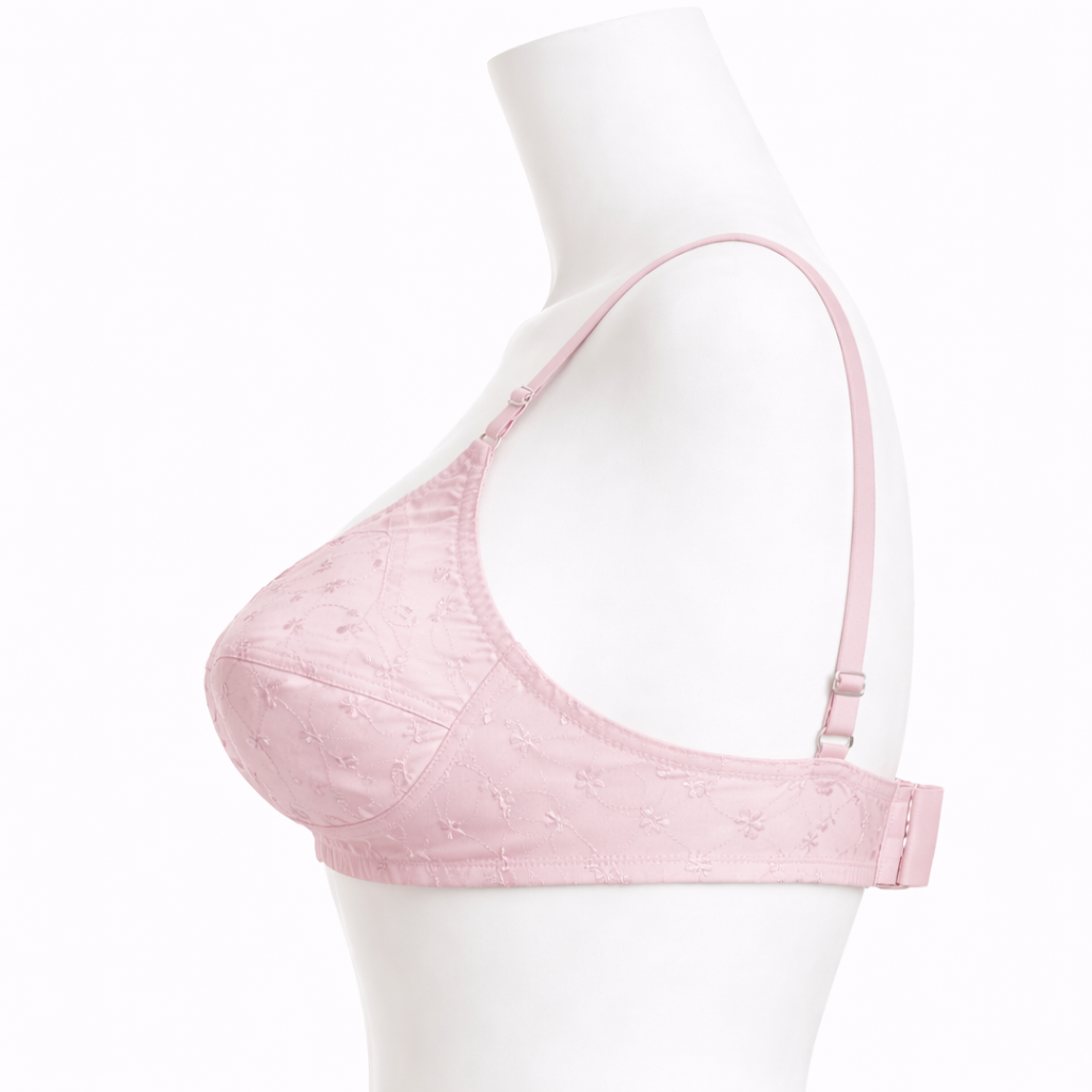 Embroidered Wireless Cotton Bra – Soft Everyday Comfort
