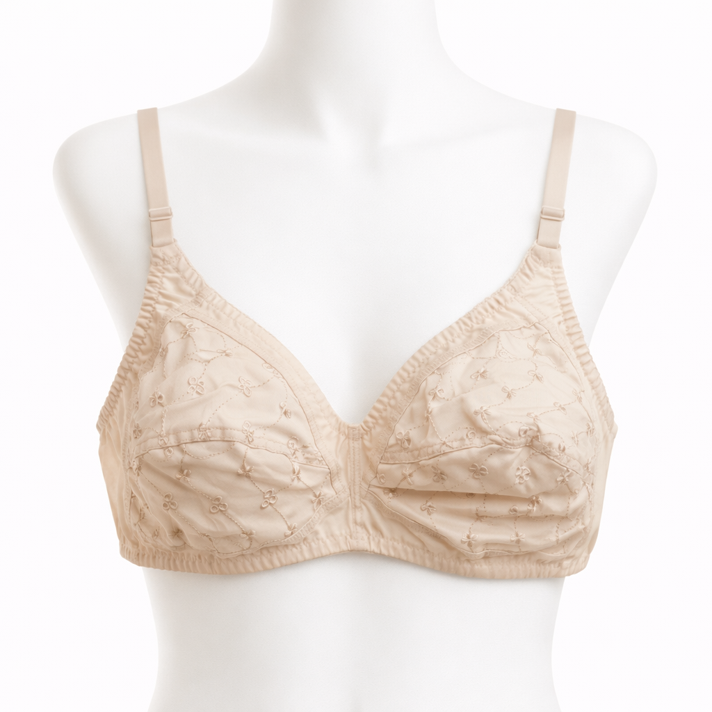 Embroidered Wireless Cotton Bra – Soft Everyday Comfort