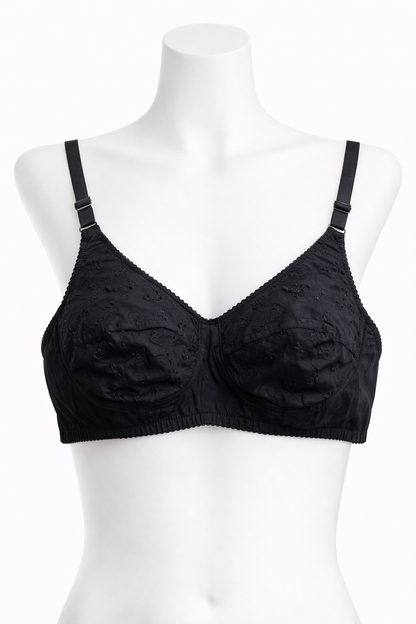 Embroidered Wireless Cotton Bra – Soft Everyday Comfort