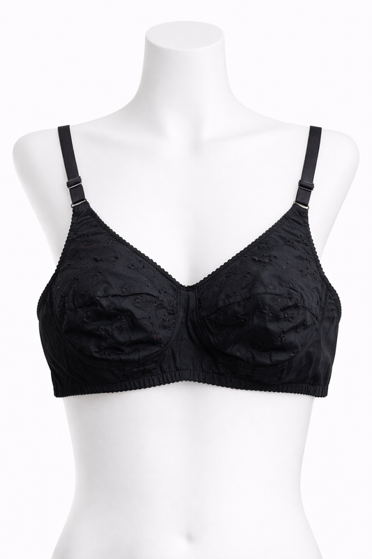 Embroidered Wireless Cotton Bra – Soft Everyday Comfort