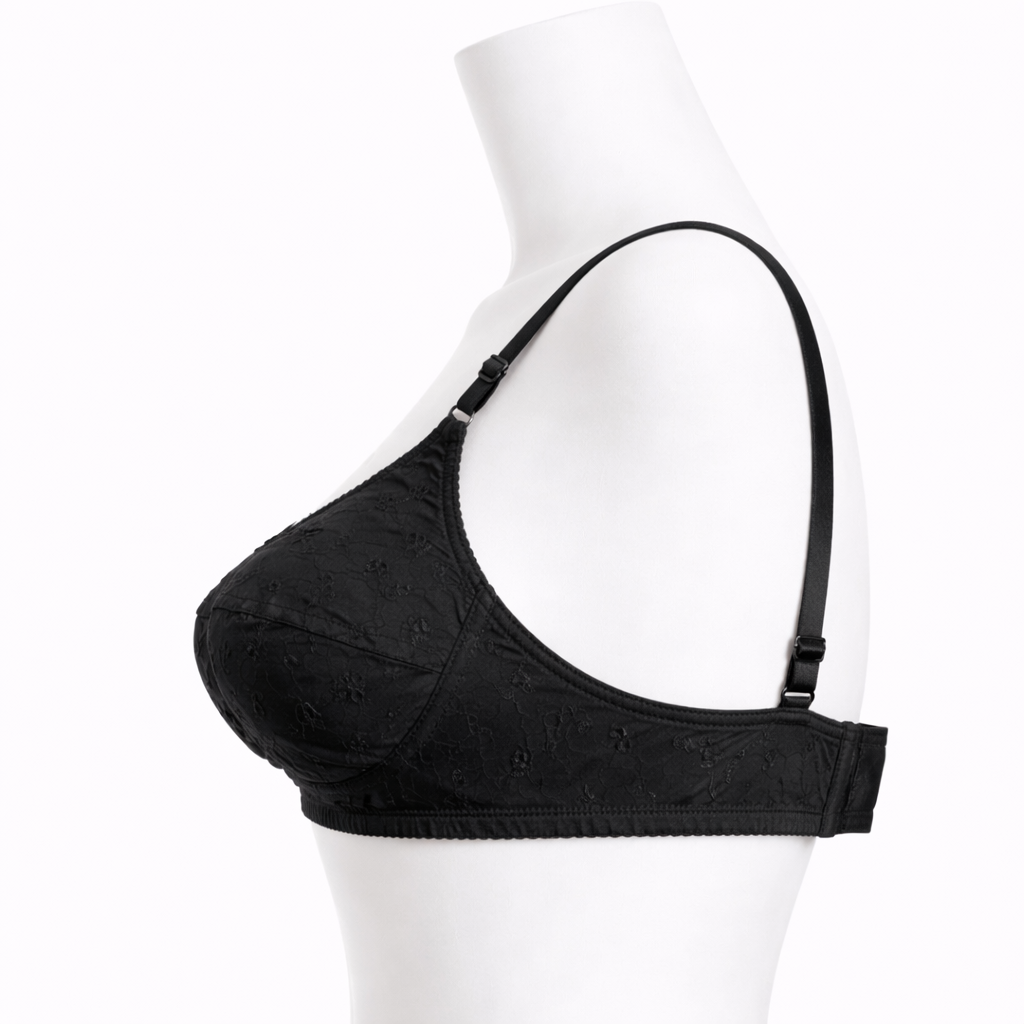 Embroidered Wireless Cotton Bra – Soft Everyday Comfort