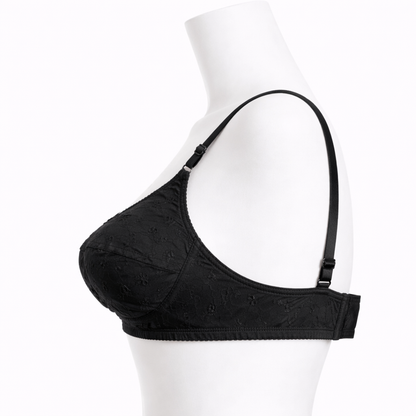 Embroidered Wireless Cotton Bra – Soft Everyday Comfort