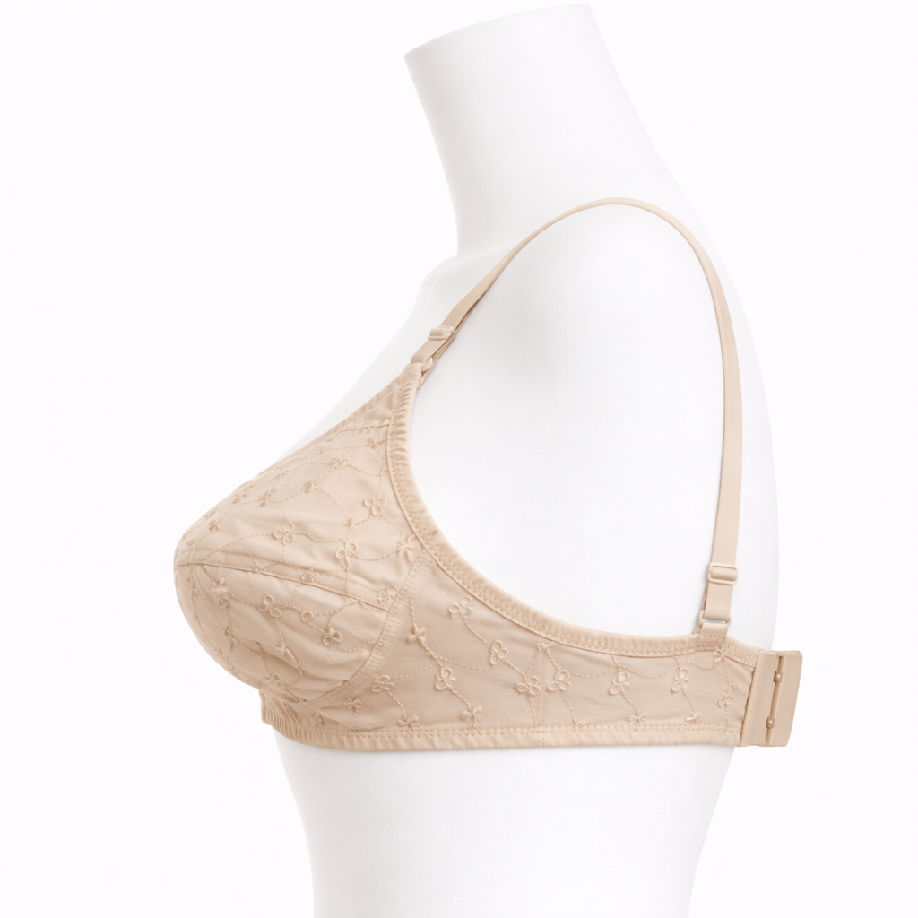 Embroidered Wireless Cotton Bra – Soft Everyday Comfort