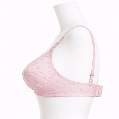 Embroidered Wireless Cotton Bra – Soft Everyday Comfort
