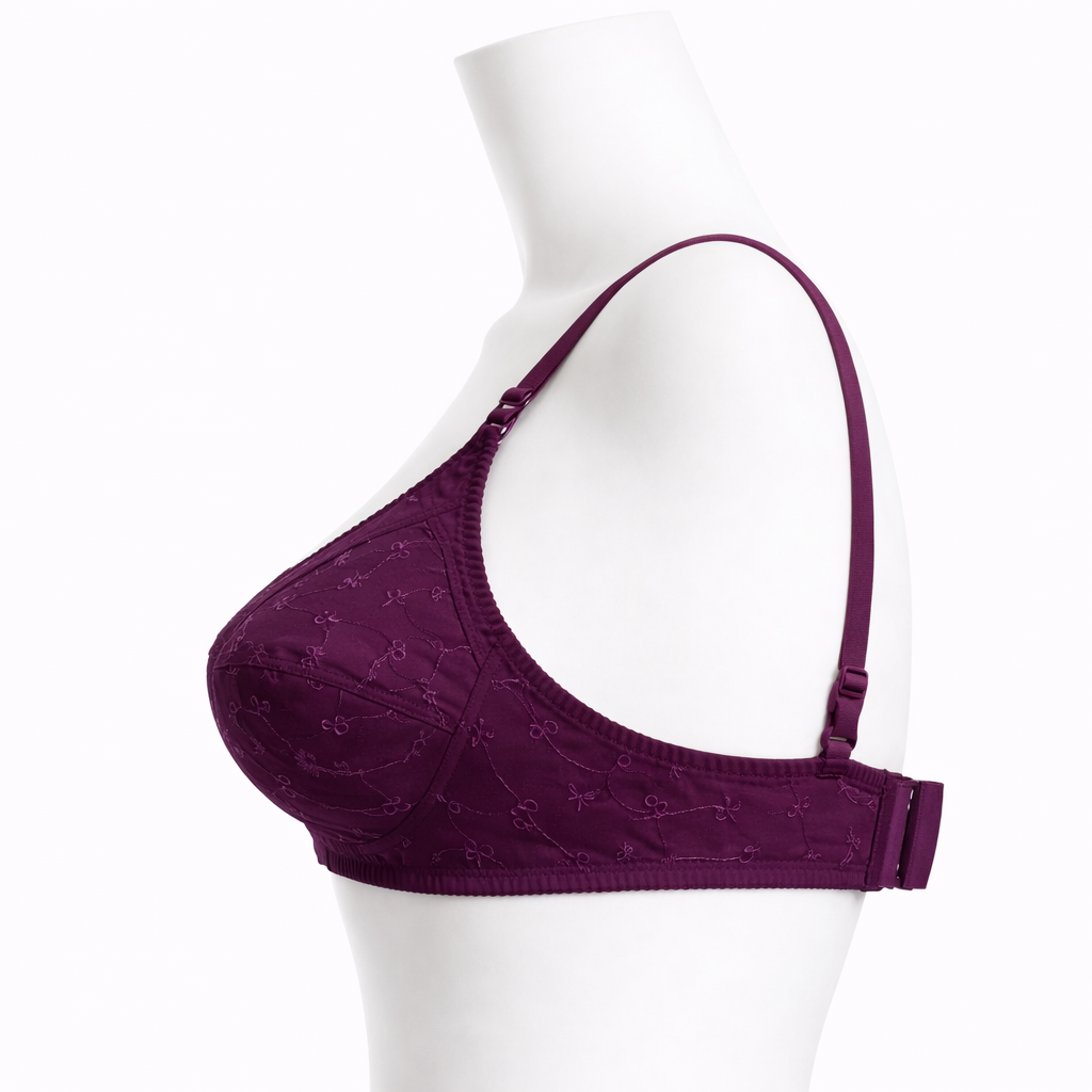 Embroidered Wireless Cotton Bra – Soft Everyday Comfort