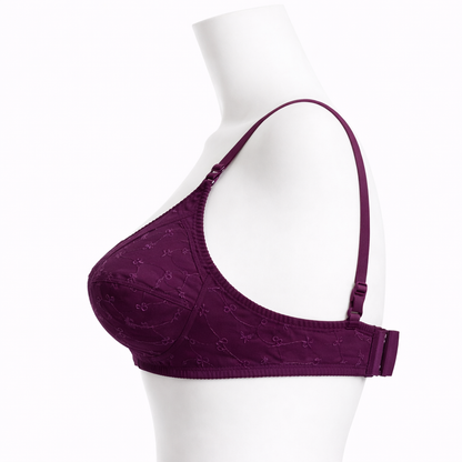Embroidered Wireless Cotton Bra – Soft Everyday Comfort