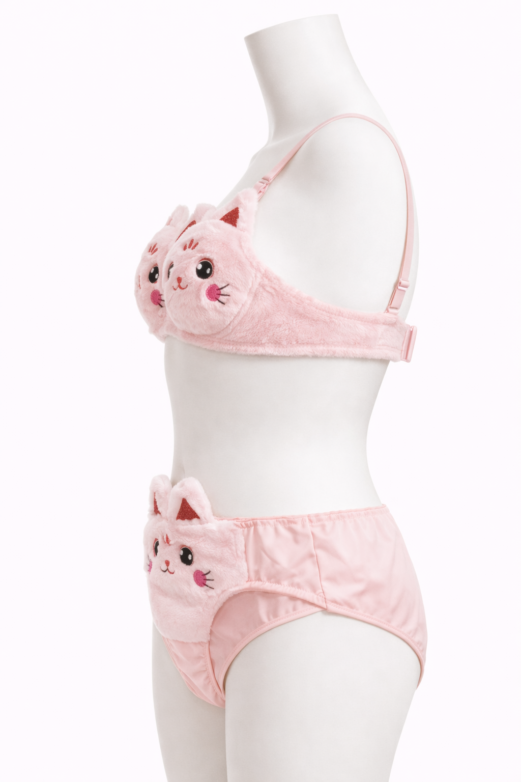 Cute Cat Plush Bra & Panty Set
