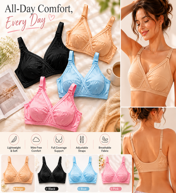Cross Soft Cotton Bra - Buy 2 Get 2 FREE