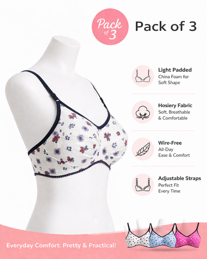 Pack of 3 Hosiery Banyan Bras