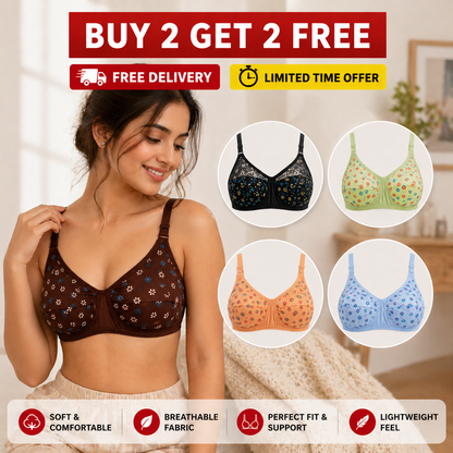Pack of 4 Soft Jersey Bras | Buy 2 Get 2 FREE!!