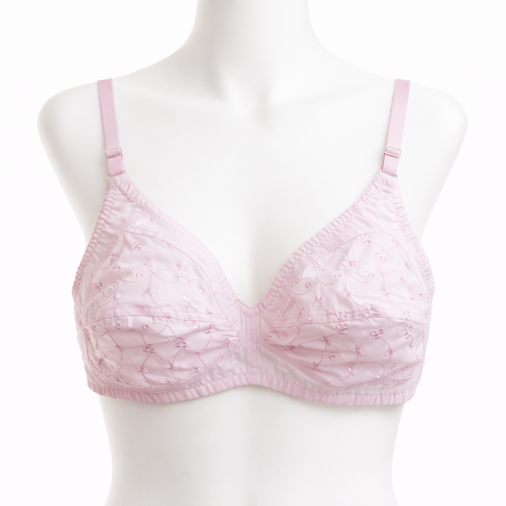 Embroidered Wireless Cotton Bra – Soft Everyday Comfort