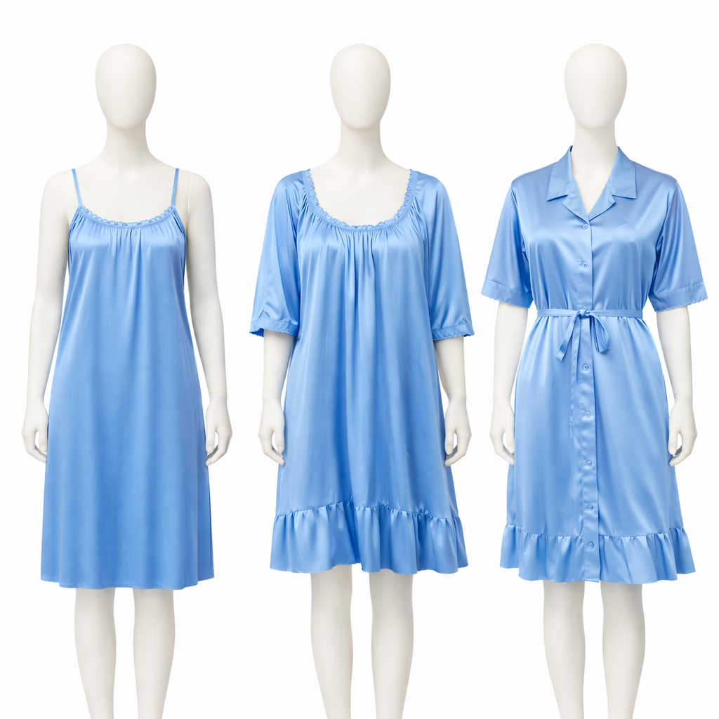 Women’s Satin Nighty & Robe Set – Soft Sleepwear