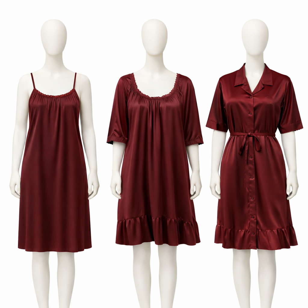 Women’s Satin Nighty & Robe Set – Soft Sleepwear