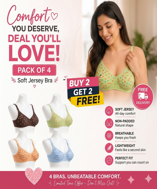 Pack of 4 Soft Jersey Bras | Buy 2 Get 2 FREE!!