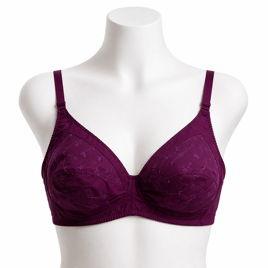 Embroidered Wireless Cotton Bra – Soft Everyday Comfort