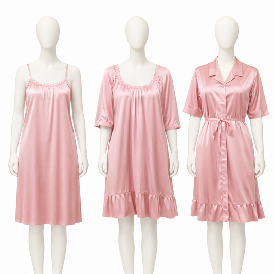 Women’s Satin Nighty & Robe Set – Soft Sleepwear