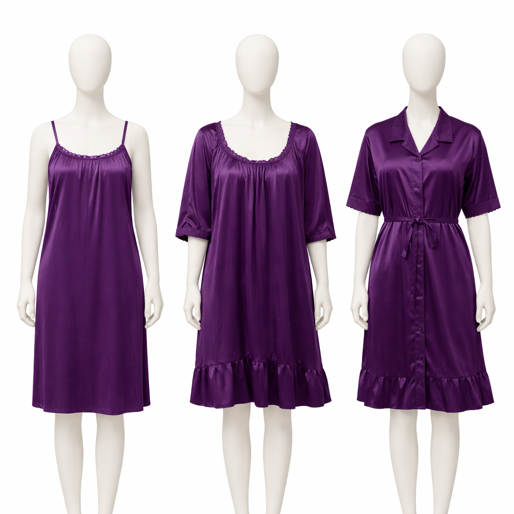Women’s Satin Nighty & Robe Set – Soft Sleepwear